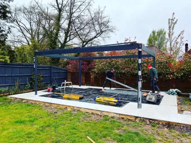 Automated pergola going up in this glorious weather . ⁣
.⁣
.⁣
.⁣
.⁣
.⁣
#exteriordesign #garden #gardendesign #gardening #gardens #landscapearchitect #landscapearchitecture #landscapeconstruction #landscapedesign #landscapedesigner #landscapedesigners #landscapedesigns #landscapelovers #landscapephotography #landscaper #landscapers #landscaping #landscapingcompany #landscapingdesign #landscapingideas #outdoordesign #outdoorfurniture #outdoorliving #outdoorlivingspace #patio #patiodesign #pavers #paving #plants #pooldesign